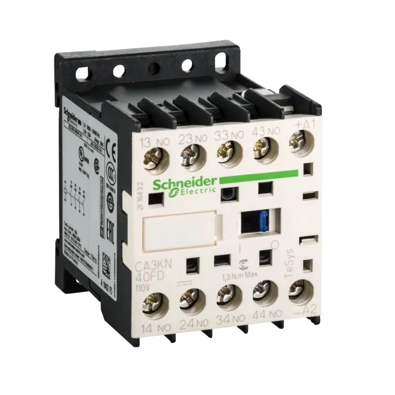 Schneider Electric TeSys CA3KN Contactor, 110V Coil Voltage, 4-Pole, 10A Contact Current, 690V dc, Screw Clamp CA3KN40FD