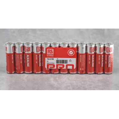 RS PRO Alkaline AA Battery 1.5 V 2.4Ah Non-Rechargeable Standard Termination Pack of 12 744-2199