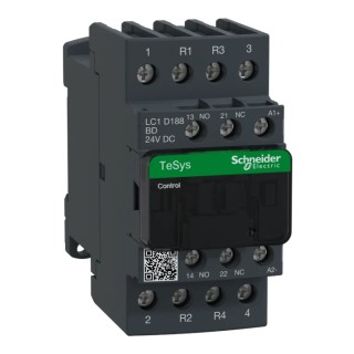 Schneider Electric LC1D Contactor, 24V DC Coil, 4-Pole, 32A, 2 NO/2 NC, 690V AC/DC LC1D188BD