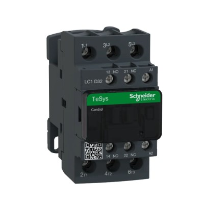 Schneider Electric Motor Control Contactor, 3-Pole, 32 A, 2 HP, 480V AC Coil, 690V AC/DC, Screw Terminals LC1D