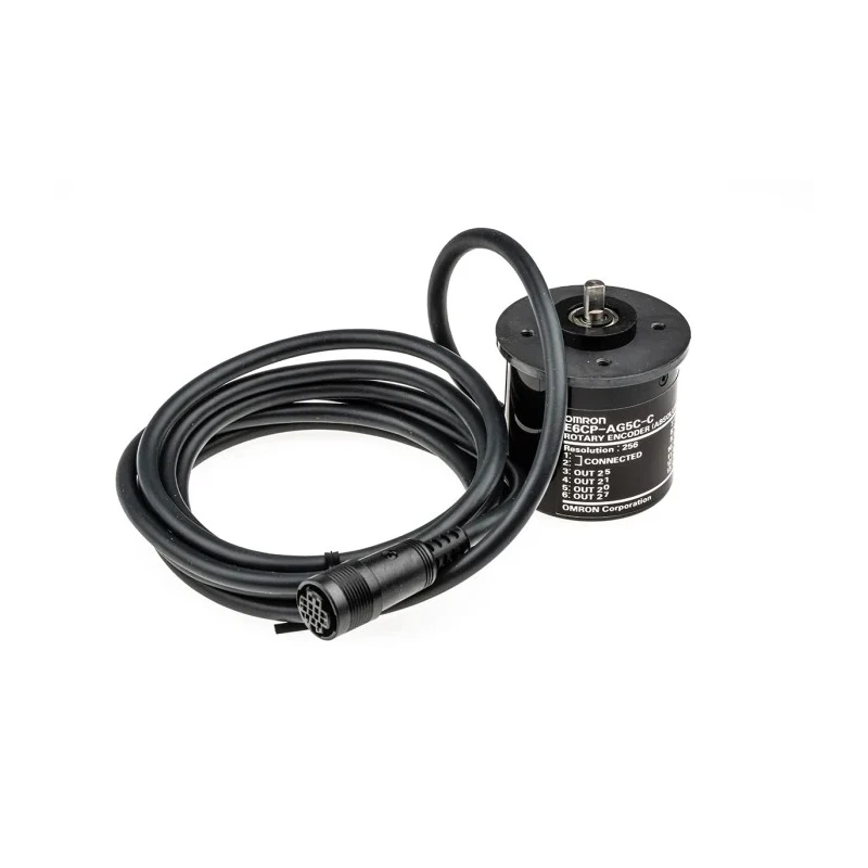 Omron E6CP Series Absolute Encoder 24V DC, 256 Pulses Per Revolution, Open Collector Signal, Solid Shaft 6 mm E6CP