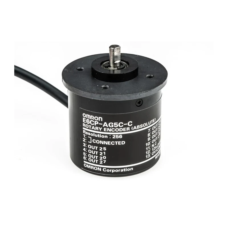 Omron E6CP Series Absolute Encoder 24V DC, 256 Pulses Per Revolution, Open Collector Signal, Solid Shaft 6 mm E6CP