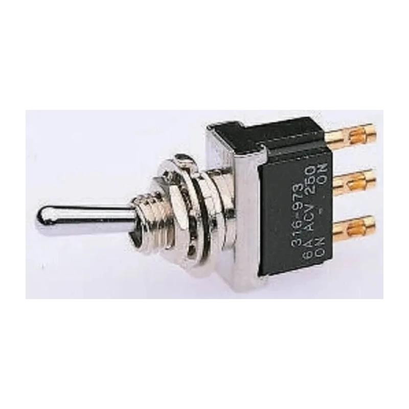 TE Connectivity Panel Mount Toggle Switch, On-Off-On, DPDT, Solder Terminal, 250 V ac 4-6437630-1