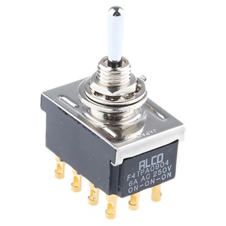 TE Connectivity Panel Mount Toggle Switch, On-On-On Operation, 4PDT, 6A Contact Current, 250V AC, Chrome Plated 3-6437630-6