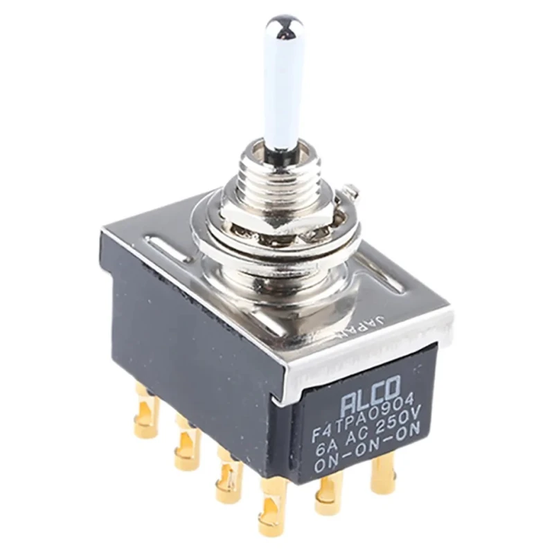 TE Connectivity Panel Mount Toggle Switch, On-On-On Operation, 4PDT, 6A Contact Current, 250V AC, Chrome Plated 3-6437630-6