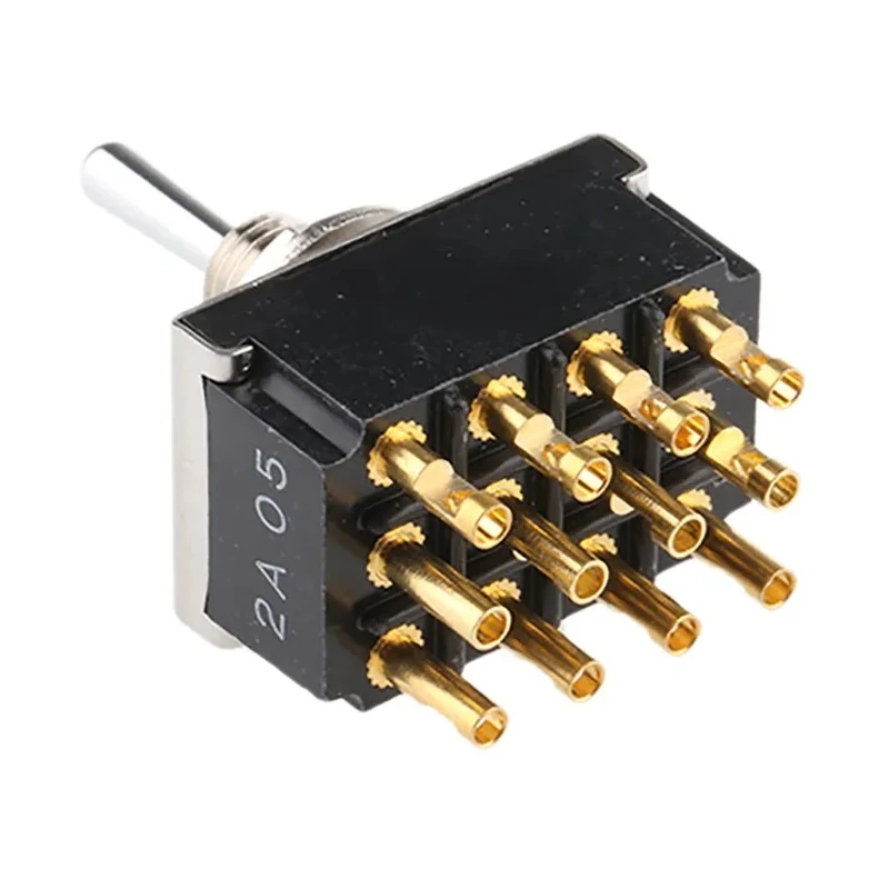 TE Connectivity Panel Mount Toggle Switch, On-On-On Operation, 4PDT, 6A Contact Current, 250V AC, Chrome Plated 3-6437630-6