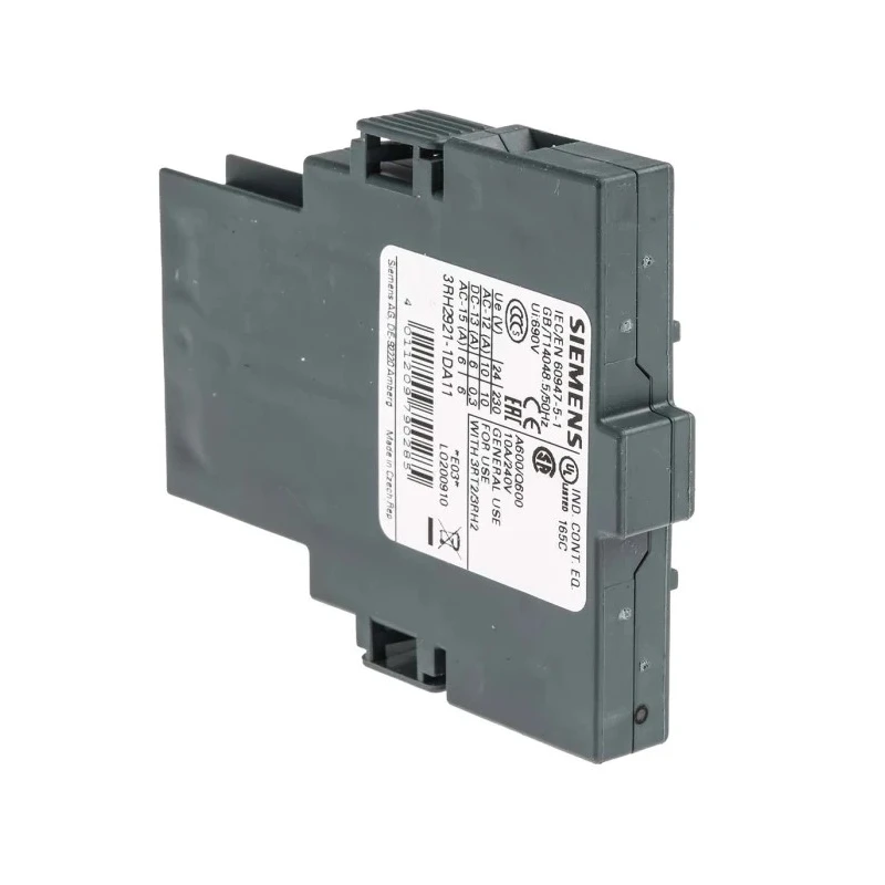 Siemens Auxiliary Contact, 2 Contacts, 1 NO/1 NC, Snap Mount, 10 A Contact Current, 600 V DC, 690 V AC, 3RH2921-1DA11