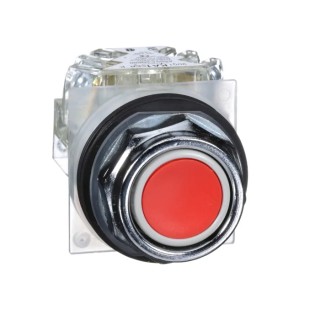 Schneider Electric Harmony 9001K Series Push Button Switch, Spring Return, 30 mm Cutout, 1 CO, Red LED, IP66 9001KR1RH13