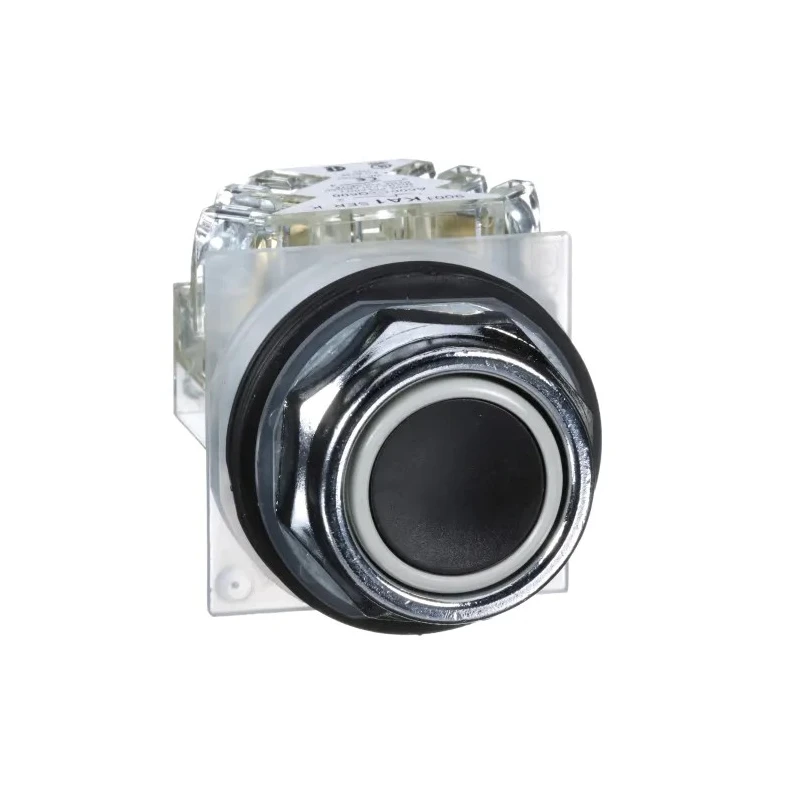 Schneider Electric Harmony 9001K Series Push Button Switch, Spring Return, 30 mm Cutout, 1 CO, Black LED, IP66 9001KR1BH13