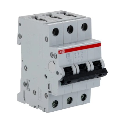 ABB System Pro M Compact S200 Miniature Circuit Breaker, 3-Pole, 10A, Type B, 400V AC, 10 kA 2CDS253001R0105 S203-B10