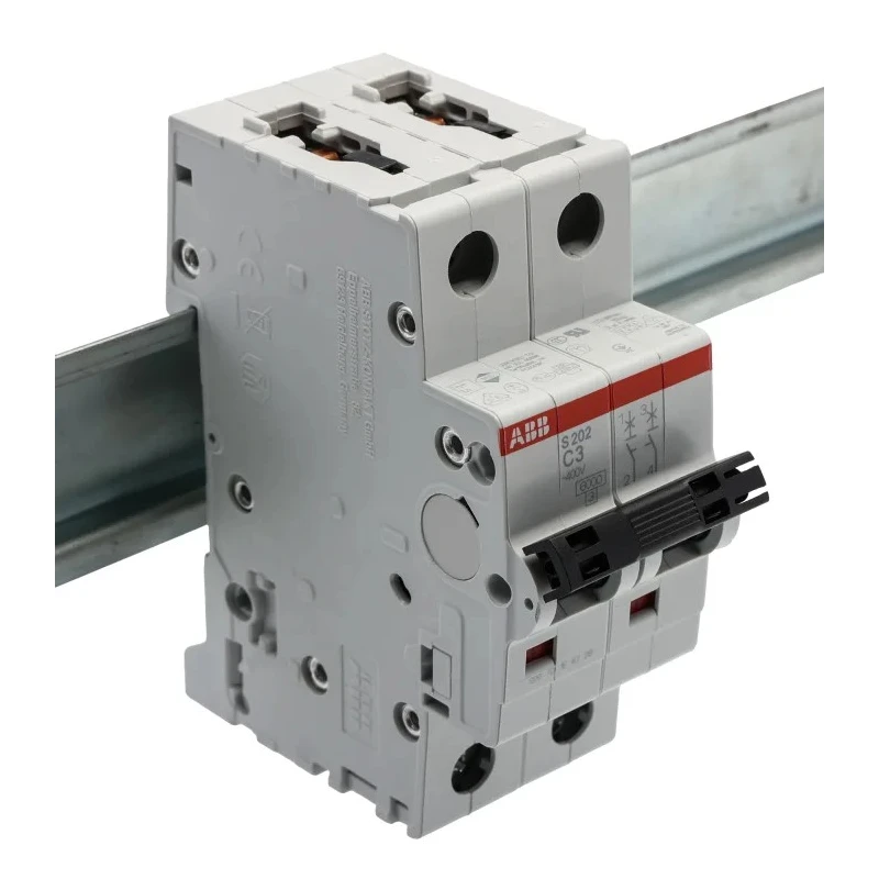 ABB System Pro M Compact S200 Miniature Circuit Breaker, 2-Pole, 3A, Type C, 440V AC, 125V DC, 6 kA 2CDS252001R0034 S202-C3