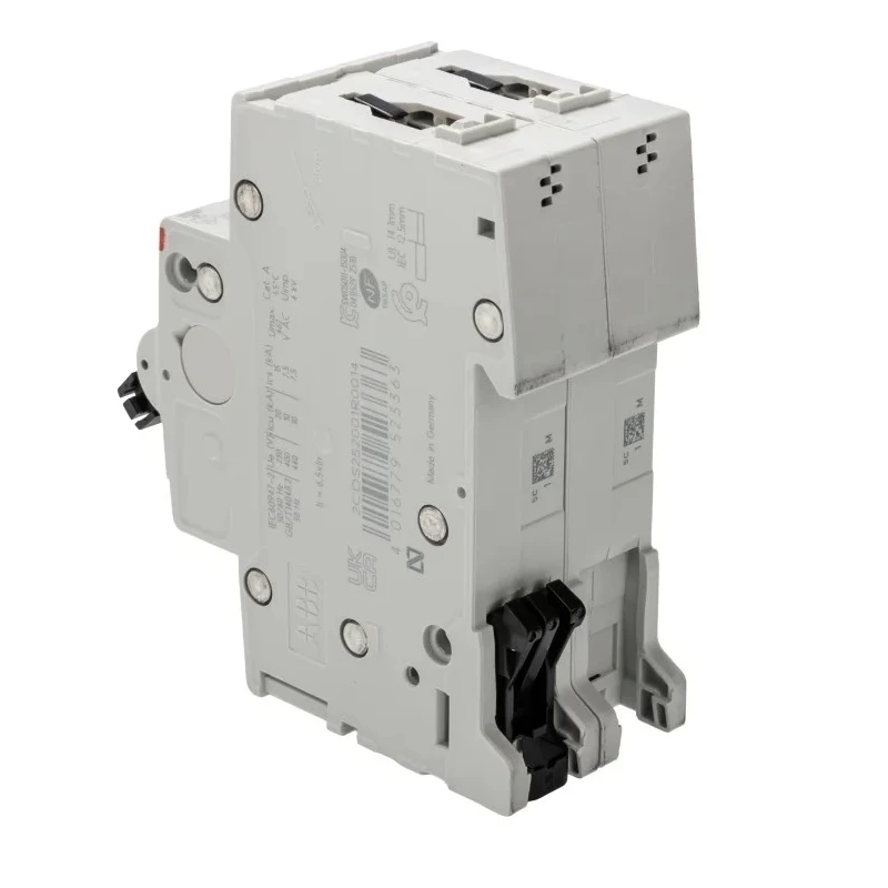 ABB System Pro M Compact S200 Miniature Circuit Breaker, 2-Pole, 1A, Type C, 400V AC, 125V DC, 6 kA 2CDS252001R0014 S202-C1