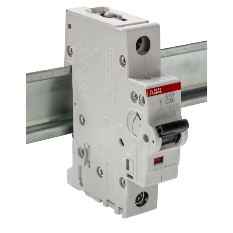 ABB System Pro M Compact S200 Miniature Circuit Breaker 1-Pole 50A Type C 230V AC 72V DC 10kA 2CDS251001R0504 S201-C50