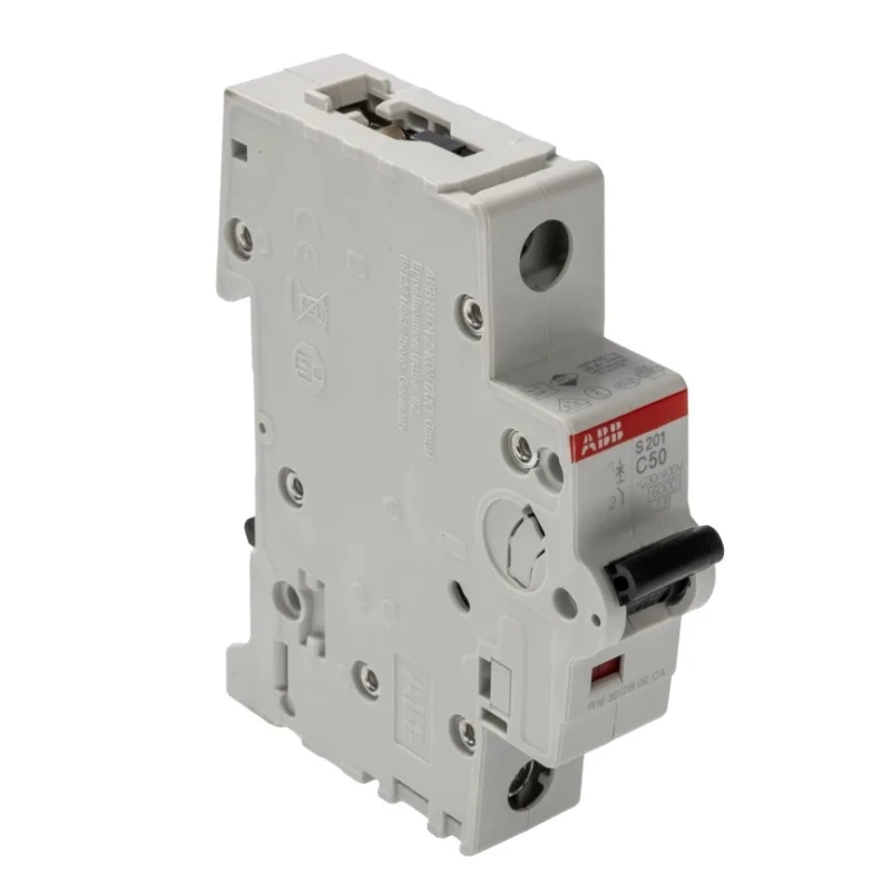 ABB System Pro M Compact S200 Miniature Circuit Breaker 1-Pole 50A Type C 230V AC 72V DC 10kA 2CDS251001R0504 S201-C50