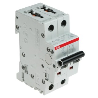 ABB Miniature Circuit Breaker 2-Pole 4A Type C 400V AC 6kA Breaking Capacity 2CDS252001R0044 S202-C4