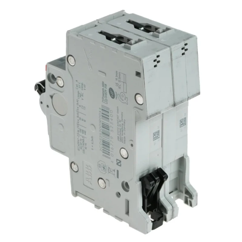 ABB Miniature Circuit Breaker 2-Pole 4A Type C 400V AC 6kA Breaking Capacity 2CDS252001R0044 S202-C4