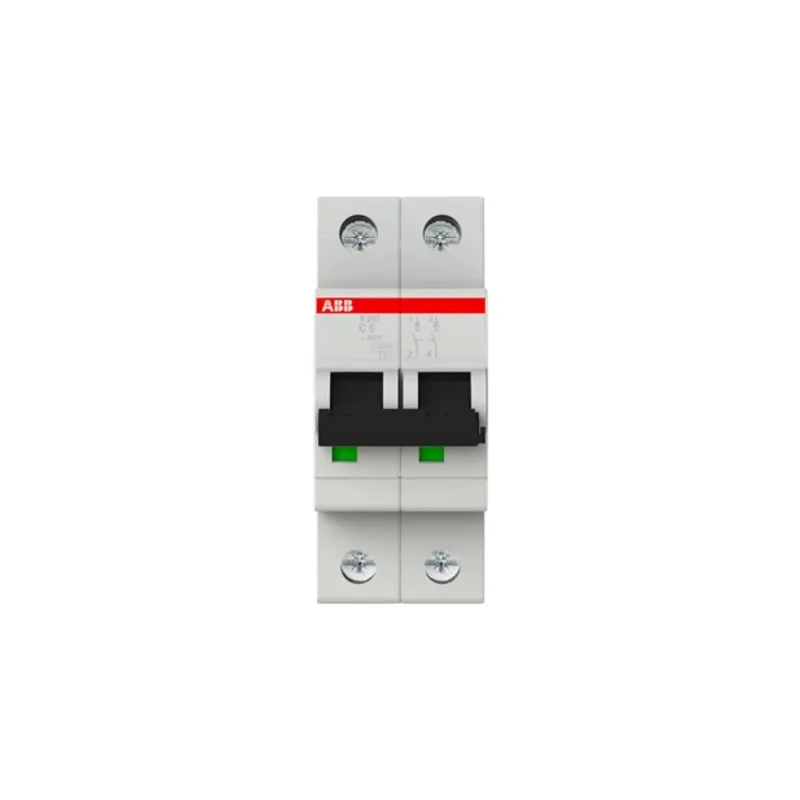 ABB System Pro M Compact S200 Miniature Circuit Breaker 2-Pole 6A Type C 400V AC 6 kA Breaking 2CDS252001R0064 S202-C6