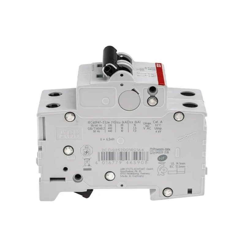 ABB System Pro M Compact S200 Miniature Circuit Breaker, 2-Pole, 16A, Type C, 400V AC, 6 kA 2CDS252001R0164 S202-C16