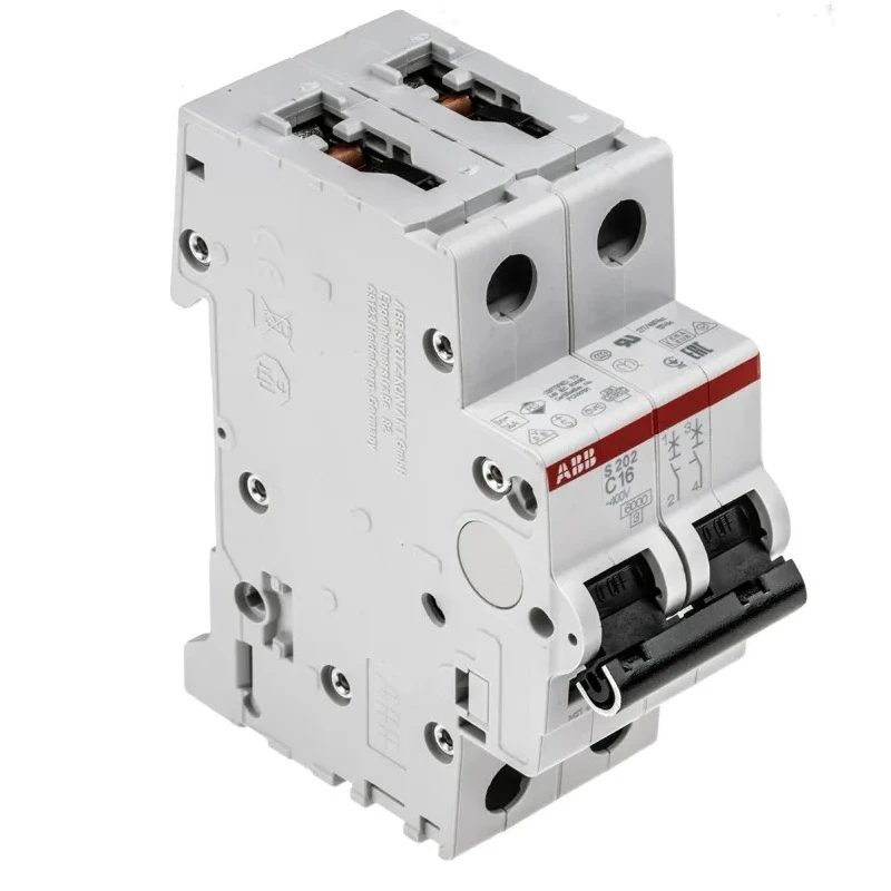 ABB System Pro M Compact S200 Miniature Circuit Breaker, 2-Pole, 16A, Type C, 400V AC, 6 kA 2CDS252001R0164 S202-C16