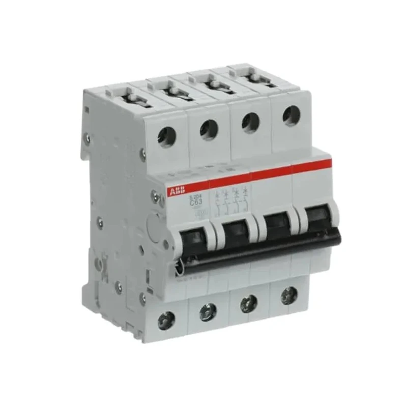 ABB System Pro M Compact S200 Miniature Circuit Breaker, 4-Pole, 63A, Type C, 400V AC, 110V DC, 6 2CDS254001R0634 S204-C63