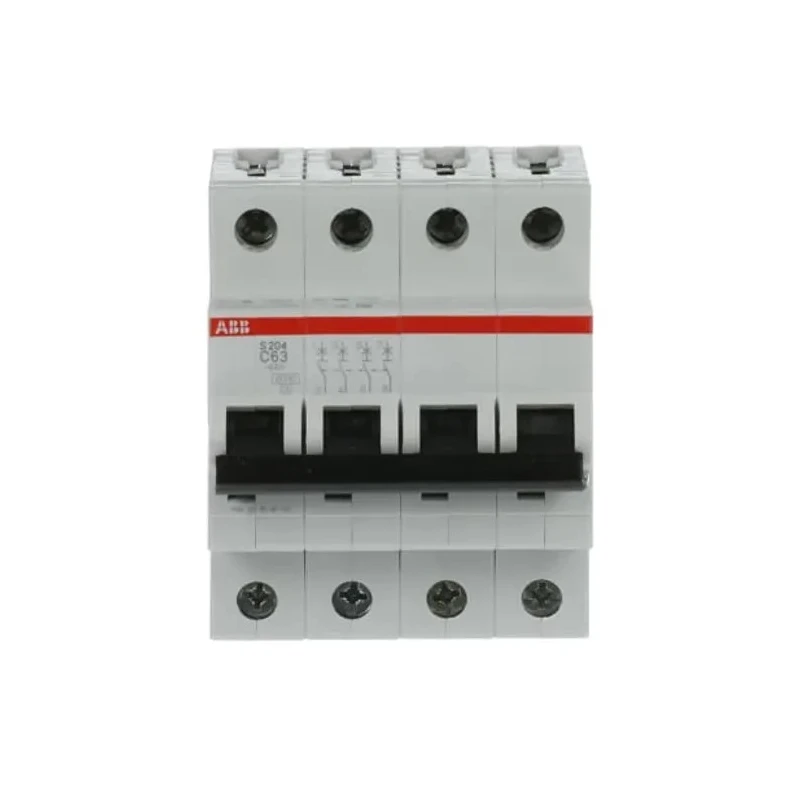 ABB System Pro M Compact S200 Miniature Circuit Breaker, 4-Pole, 63A, Type C, 400V AC, 110V DC, 6 2CDS254001R0634 S204-C63