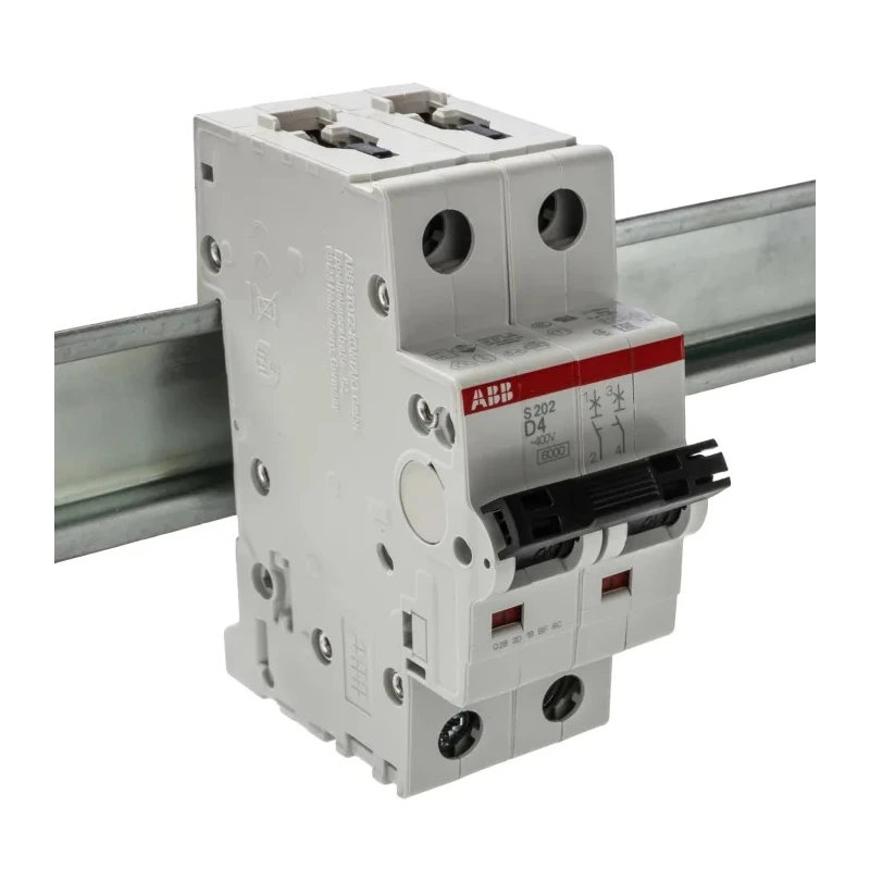 ABB System Pro M Compact S200 Miniature Circuit Breaker, 2-Pole, 4A, Type D, 400V AC, 125V DC, 10kA 2CDS252001R0041 S202-D4