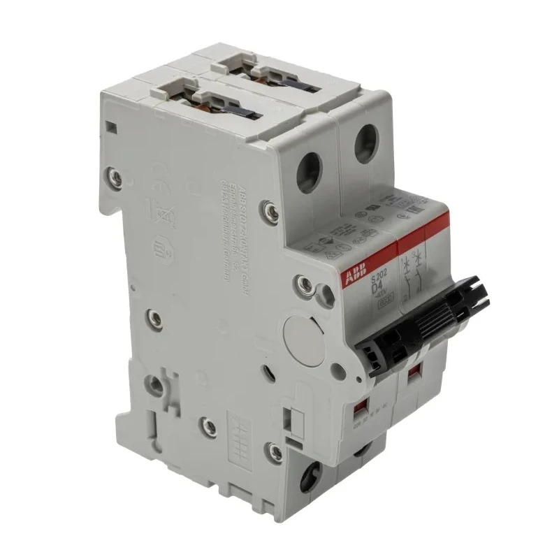 ABB System Pro M Compact S200 Miniature Circuit Breaker, 2-Pole, 4A, Type D, 400V AC, 125V DC, 10kA 2CDS252001R0041 S202-D4