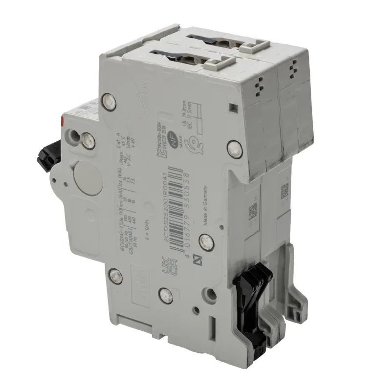 ABB System Pro M Compact S200 Miniature Circuit Breaker, 2-Pole, 4A, Type D, 400V AC, 125V DC, 10kA 2CDS252001R0041 S202-D4