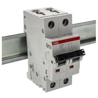 ABB System Pro M Compact S200 Miniature Circuit Breaker 2-Pole 3A Type D 400V AC 125V DC 10kA 2CDS252001R0031 S202-D3
