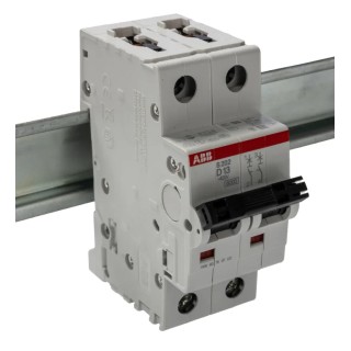 ABB System Pro M Compact S200 Miniature Circuit Breaker, 2-Pole, 13A, Type D Tripping, 400V AC 2CDS252001R0131 S202-D13