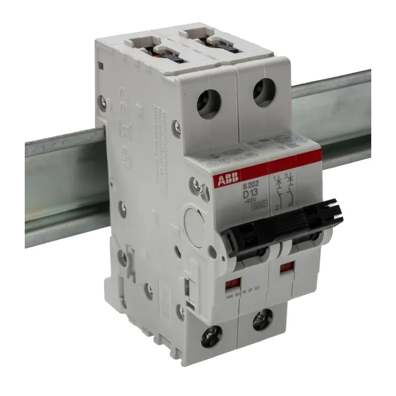 ABB System Pro M Compact S200 Miniature Circuit Breaker, 2-Pole, 13A, Type D Tripping, 400V AC 2CDS252001R0131 S202-D13