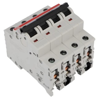 ABB System Pro M Compact S200 Miniature Circuit Breaker 4-Pole 10A Type D 400V AC 6kA Breaking 2CDS254001R0101 S204-D10