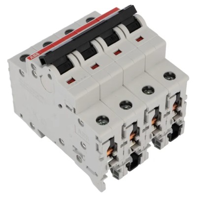 ABB System Pro M Compact S200 Miniature Circuit Breaker 4-Pole 10A Type D 400V AC 6kA Breaking 2CDS254001R0101 S204-D10