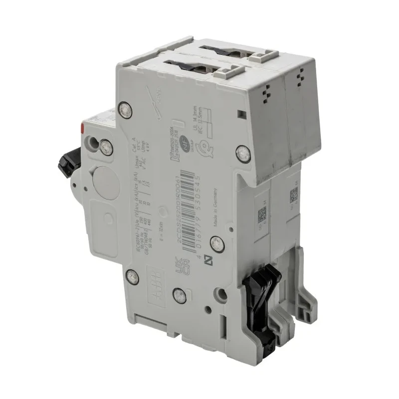 ABB System Pro M Compact S200 Miniature Circuit Breaker, 2-Pole, 6A, Type D, 400V AC, 125V DC, 10 kA 2CDS252001R0061 S202-D6