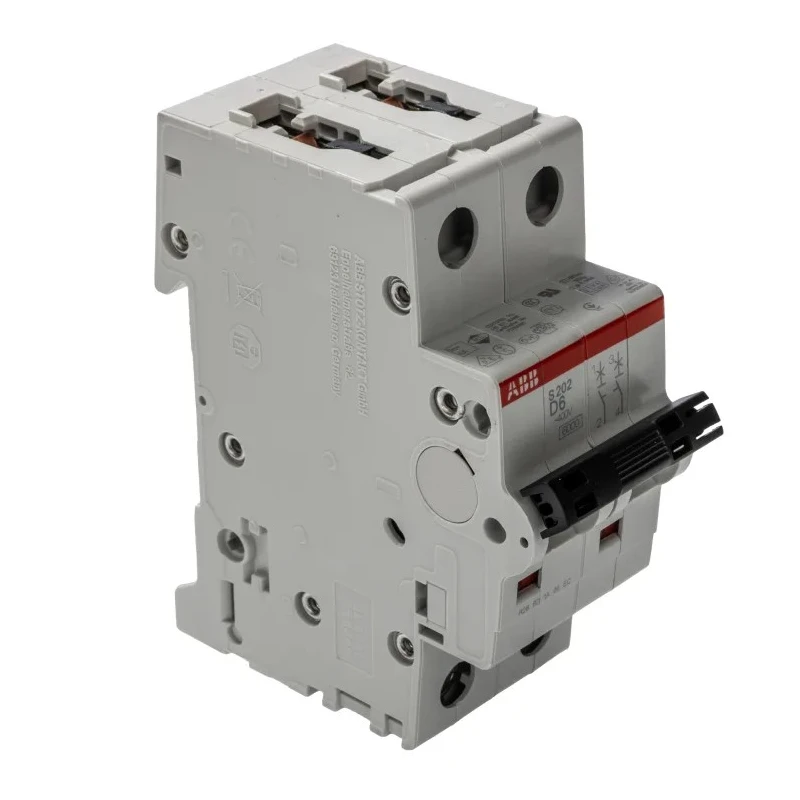 ABB System Pro M Compact S200 Miniature Circuit Breaker, 2-Pole, 6A, Type D, 400V AC, 125V DC, 10 kA 2CDS252001R0061 S202-D6