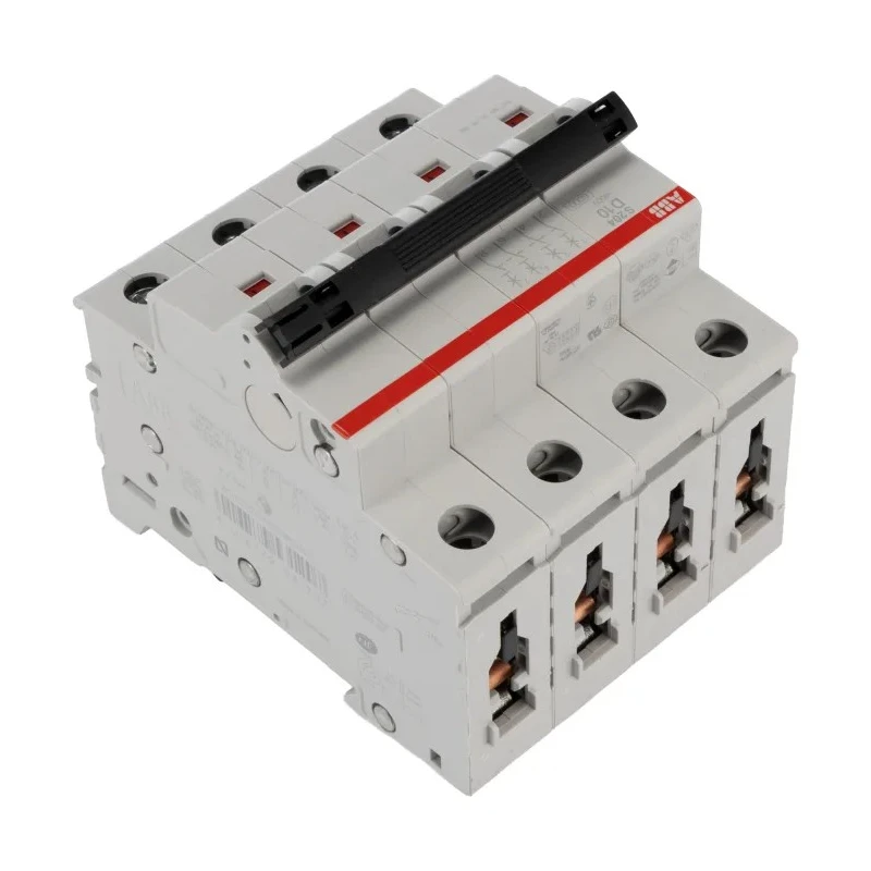 ABB System Pro M Compact S200 Miniature Circuit Breaker 4-Pole 10A Type D 400V AC 6kA Breaking 2CDS254001R0101 S204-D10