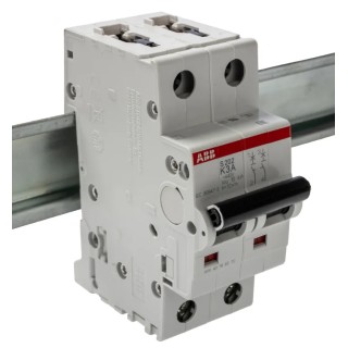 ABB System Pro M Compact S200 Miniature Circuit Breaker 2-Pole 3A Type K 400V AC 125V DC 10 kA 2CDS252001R0317 S202-K3