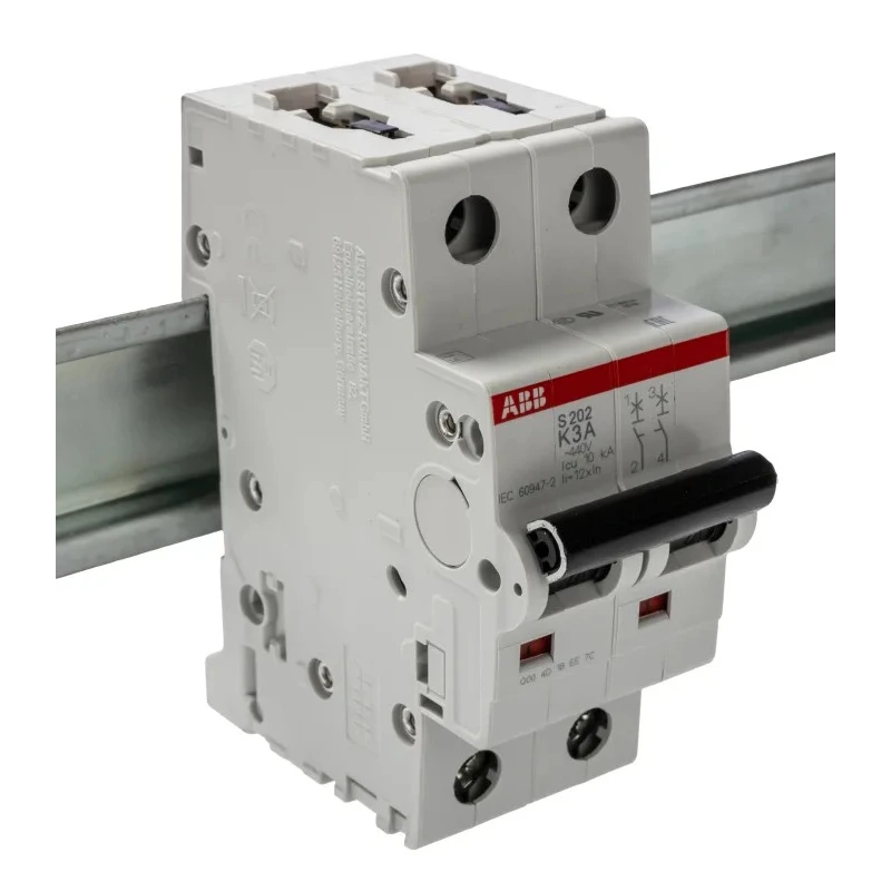 ABB System Pro M Compact S200 Miniature Circuit Breaker 2-Pole 3A Type K 400V AC 125V DC 10 kA 2CDS252001R0317 S202-K3