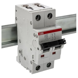 ABB System Pro M Compact S200 Miniature Circuit Breaker, 2-Pole, 1A, Type K, 400V ac AC, 125 V dc 2CDS252001R0217 S202-K1