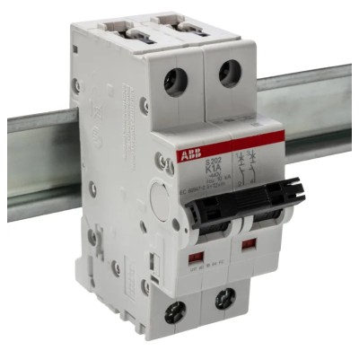ABB System Pro M Compact S200 Miniature Circuit Breaker, 2-Pole, 1A, Type K, 400V ac AC, 125 V dc 2CDS252001R0217 S202-K1