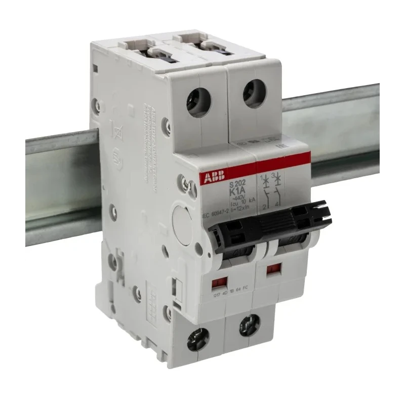 ABB System Pro M Compact S200 Miniature Circuit Breaker, 2-Pole, 1A, Type K, 400V ac AC, 125 V dc 2CDS252001R0217 S202-K1