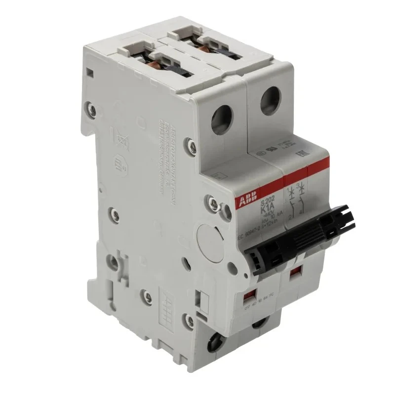 ABB System Pro M Compact S200 Miniature Circuit Breaker, 2-Pole, 1A, Type K, 400V ac AC, 125 V dc 2CDS252001R0217 S202-K1
