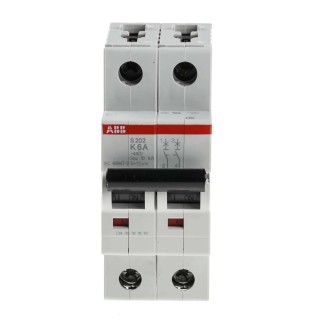 ABB System Pro M Compact S200 Miniature Circuit Breaker 2-Pole 6A Type K 400V AC 125V DC 6 kA 2CDS252001R0377 S202-K6