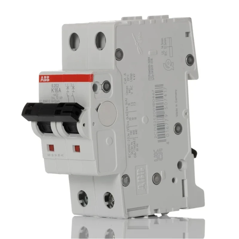 ABB System Pro M Compact S200 Miniature Circuit Breaker, 2-Pole, 16A, Type K, 400V AC, 6 kA 2CDS252001R0467 S202-K16