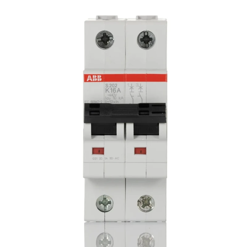 ABB System Pro M Compact S200 Miniature Circuit Breaker, 2-Pole, 16A, Type K, 400V AC, 6 kA 2CDS252001R0467 S202-K16
