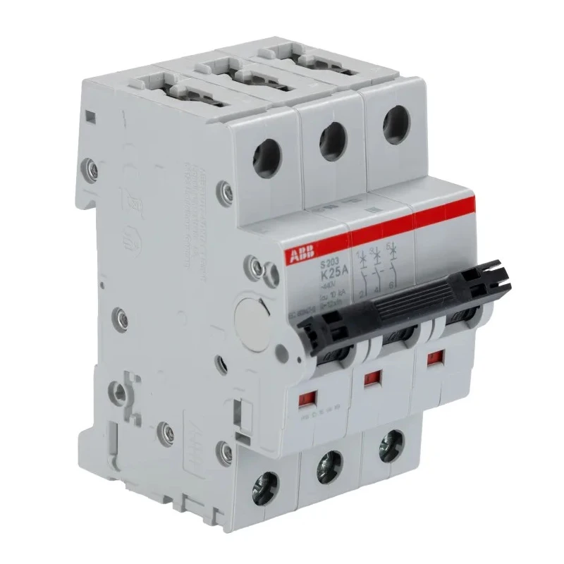 ABB System Pro M Compact S200 Miniature Circuit Breaker 3-Pole 25A Type K 400V AC 10 kA Breaking 2CDS253001R0517 S203-K25