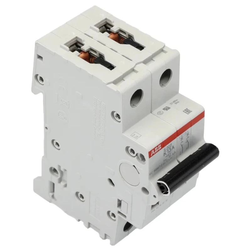 ABB Miniature Circuit Breaker 2-Pole 13A Type K 440V AC 125V DC 6kA Breaking Capacity 2CDS252001R0447 S202-K13