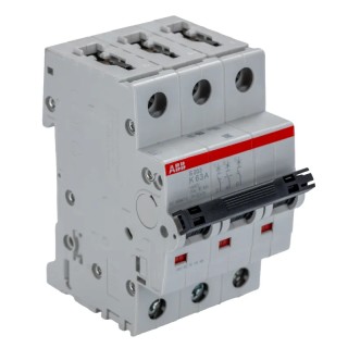 ABB System Pro M Compact S200 Miniature Circuit Breaker, 3-Pole, 63A, Type K, 400V AC, 10 kA 2CDS253001R0607 S203-K63