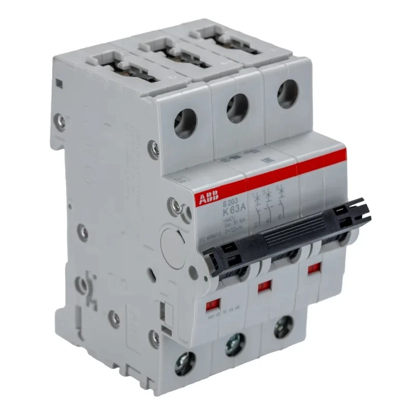 ABB System Pro M Compact S200 Miniature Circuit Breaker, 3-Pole, 63A, Type K, 400V AC, 10 kA 2CDS253001R0607 S203-K63