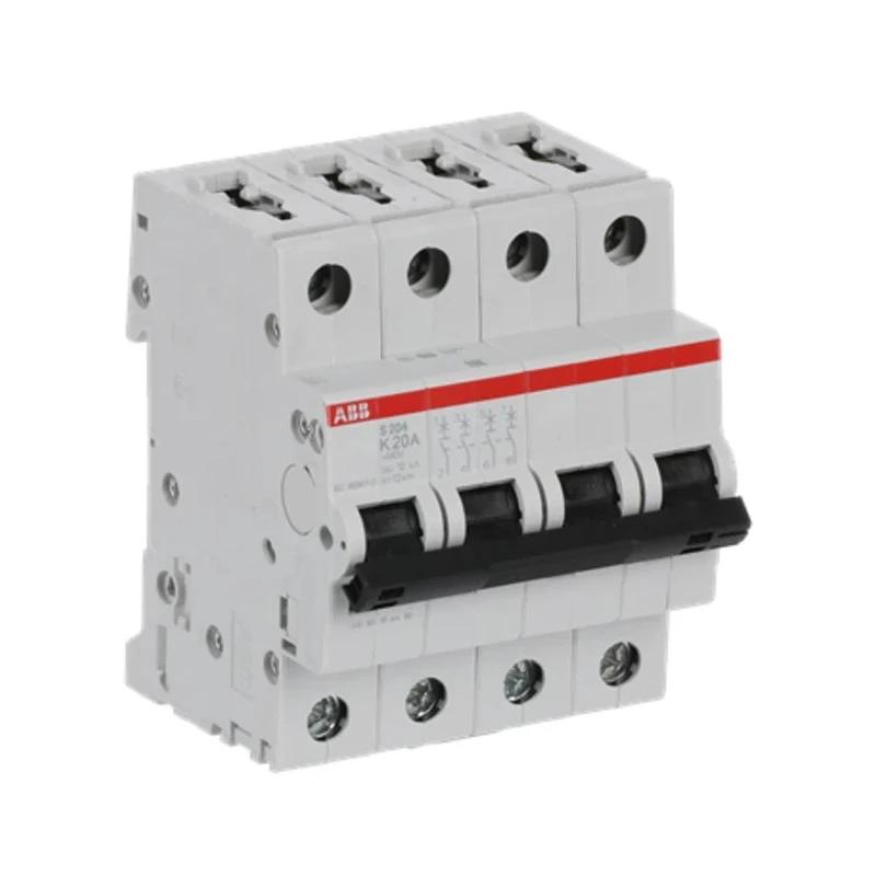 ABB System Pro M Compact S200 Miniature Circuit Breaker 4-Pole 20A Type K 400V AC 6 kA Breaking 2CDS254001R0487 S204-K20